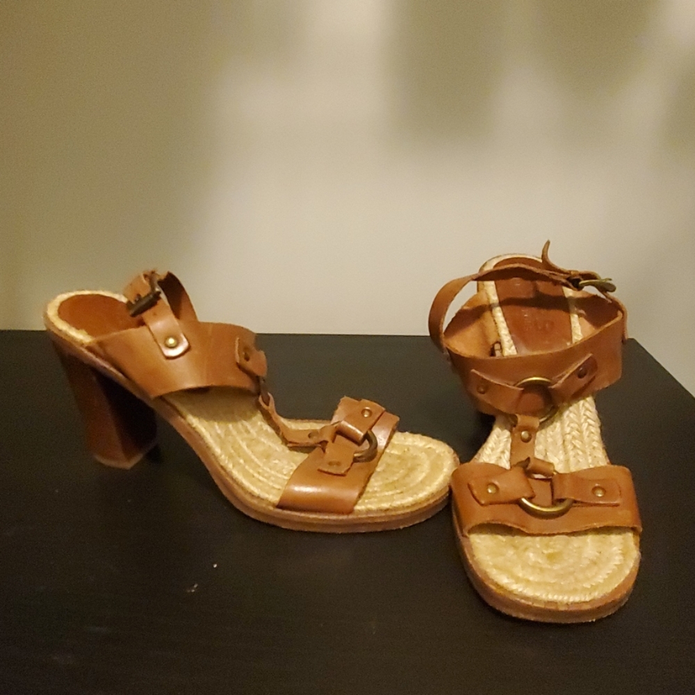 Leather Chunky Heeled Sandals